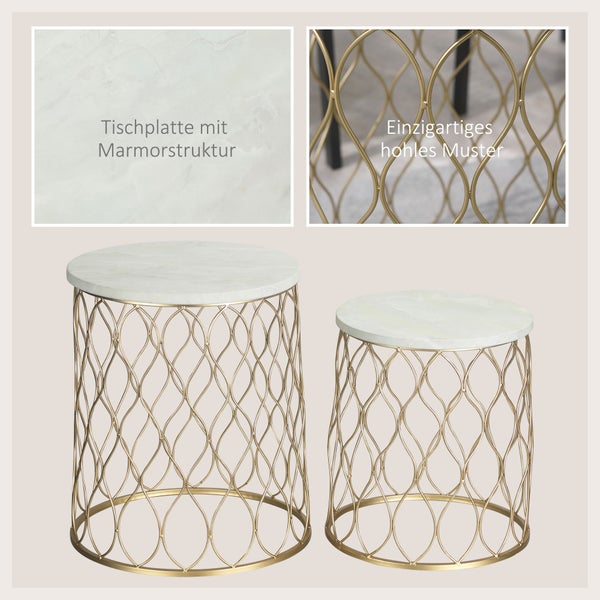Outsunny Beistelltisch, 41L x 41B x 46H cm, Stahl, gold