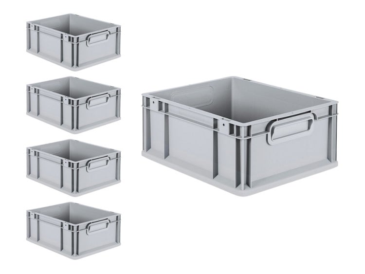 PROREGAL Spar Set 5x Eurobox Nextgen Economy Griffe Geschlossen HxBxT 17 x 30 x 40 cm 16 Liter Eurobehälter Transportbox Transportbehälter