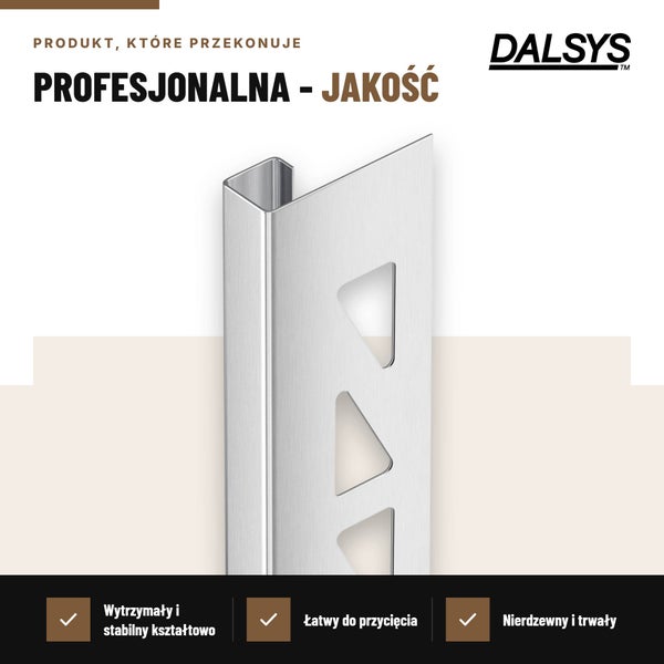 Dalsys Fliesenschiene aus Metall fuer Kantenabschluesse und Fliesenschutz