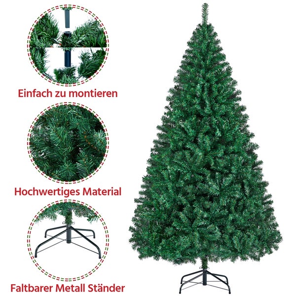 Künstlicher Weihnachtsbaum mit Geschenken in einem Wohnzimmer.