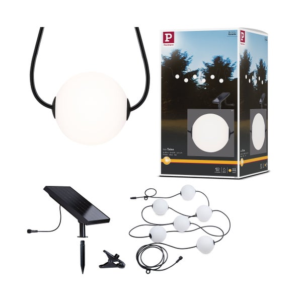 Solar LED Lichterkette Taina Basisset IP67 3000K 5,8m 6x60lm Schwarz