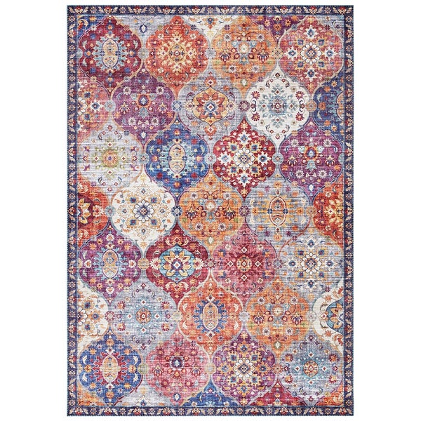 Kurzflor Teppich Kashmir Ghom Bunt - 120x160x0,7cm