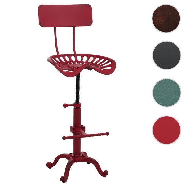 Roter Barhocker mit Rückenlehne und verstellbarer Höhe