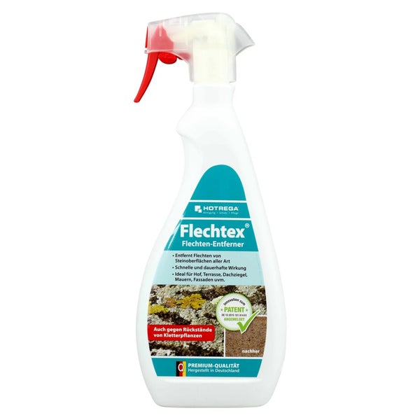 Hotrega Flechtex Flechtenentferner in der Sprühflasche zur Entfernung von Flechten auf Steinoberflächen wie Terrassen oder Fassaden