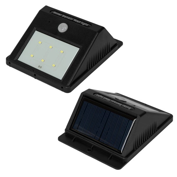 Zwei schwarze Solar Wandleuchten mit Bewegungssensor