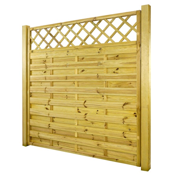 Holzzaun mit Rankgitter aus Holz