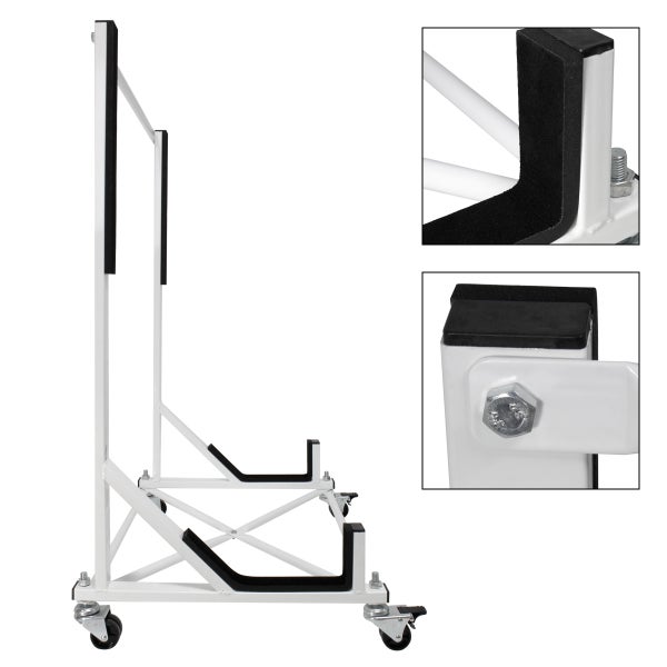 ECD Germany Hardtopständer mit 4 feststellbaren Rädern inkl. Bezug - Weiß - aus pulverbeschichtetem Stahl - Hardtop Ständer Hardtophalter Aufbewahrung Trolley Hülle Abdeckhaube Schutzbezug Cover