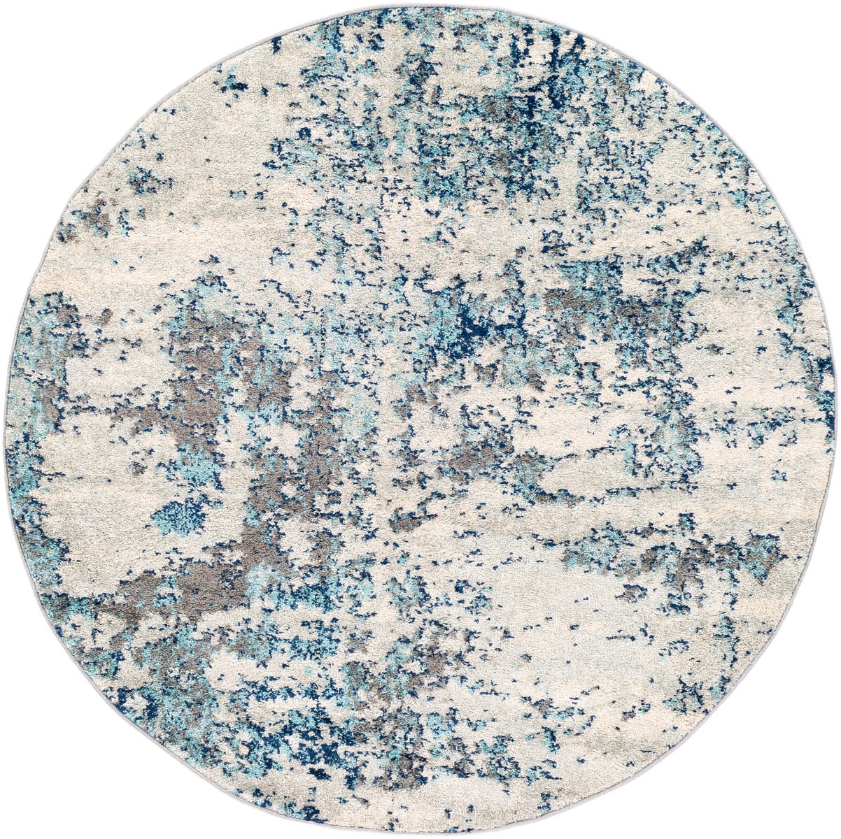 Abstrakt Moderner Runder Teppich - Blau/Grau/Weiß - Ø 160cm - SARAH