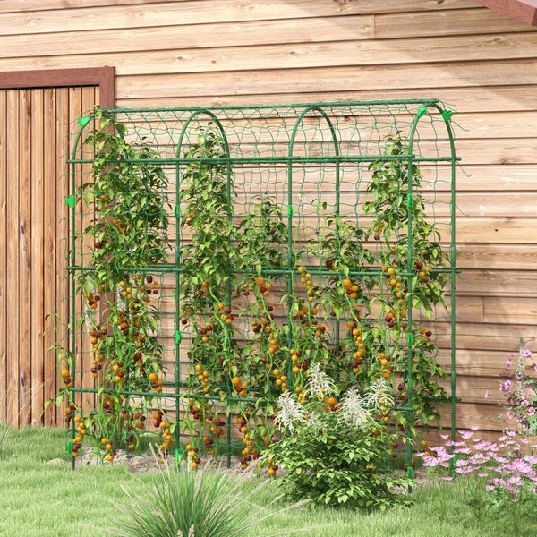 Outsunny Rankgitter aus Metall rostfrei Rankhilfe für Kletterpflanzen Gurken Spalier 43 x 182 x 183 cm Garten Spalier Pflanzenspalier für Tomaten, Gemüse Blumen Kletterpflanzen Schwarz