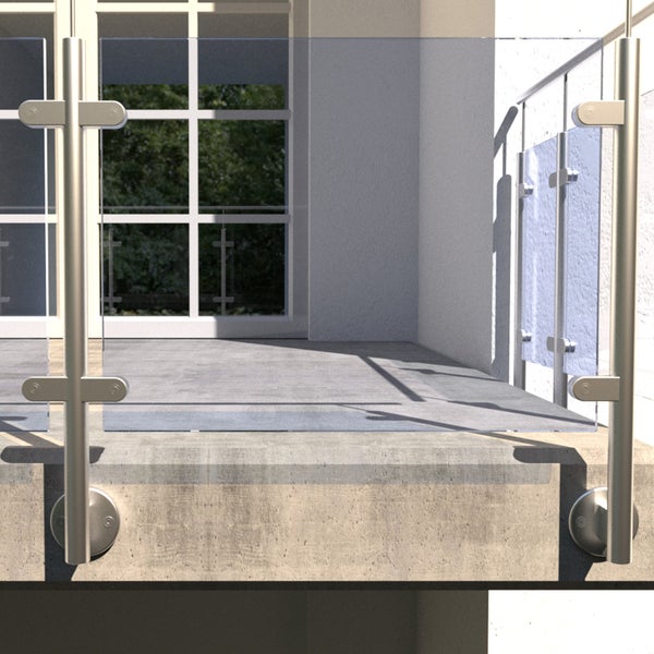 Terrasse mit Glasgeländer und Edelstahlpfosten