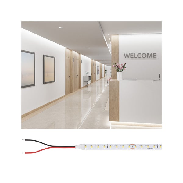 Paulmann YourLED Strip Tageslichtweiß, Länge 97,5 Zentimeter, 6000 Kelvin, dimmbarer LED-Streifen mit 39 LEDs, Produkt und Verpackung.