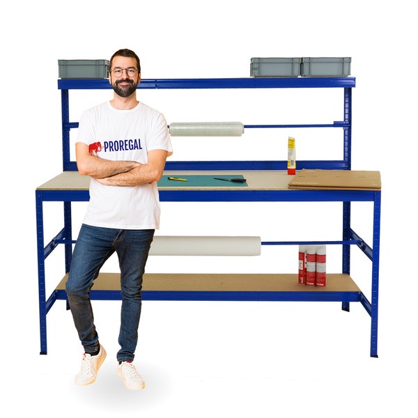 PROREGAL Packtisch Tiger HxBxT 150 x 180 x 75 cm Tragkraft 300 kg Blau