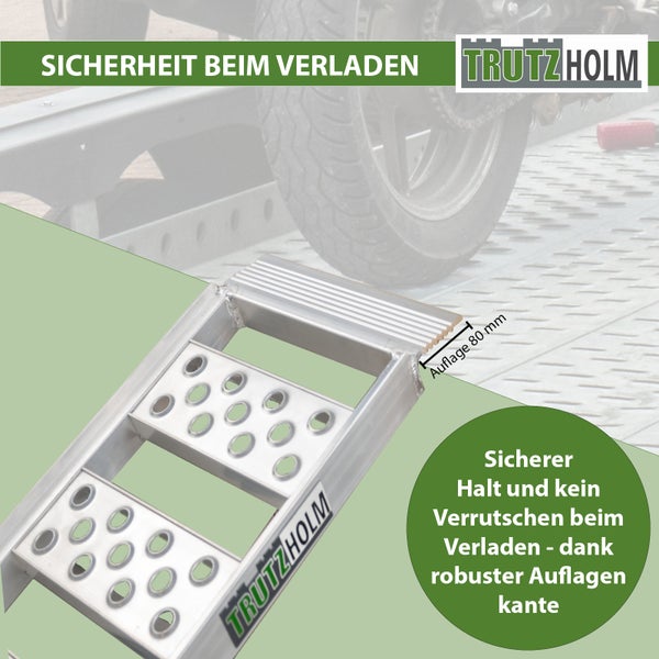 TRUTZHOLM 1x Auffahrrampe 2-fach klappbar 198cm Traglast 340kg Alu grau gelocht Rampe Verladerampe
