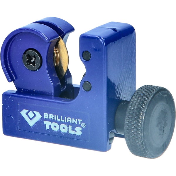 Mini-Rohrabschneider von Brilliant Tools aus Metall mit Drehknauf zum Trennen von Rohren.