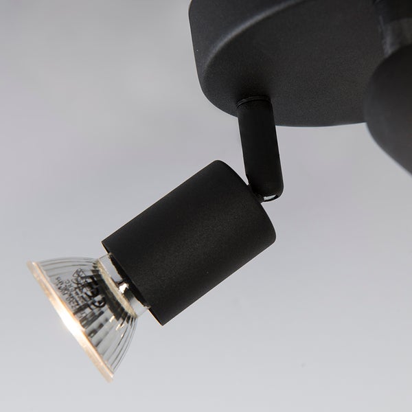 Schwarzer Deckenstrahler mit einem Leuchtmittel