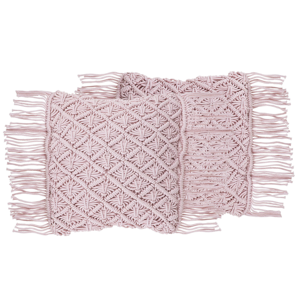Dekokissen 2er Set YANIKLAR Baumwolle 40 x 40 cm Rosa Geometrisches Muster