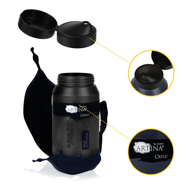 Artina Crylic Acrylfarbe 500ml Schwarz