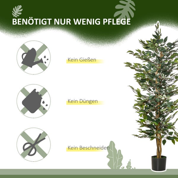 HOMCOM, Künstliche Pflanzen, Zimmerpflanze, 17L x 17B x 150H cm, PEVA, Grün