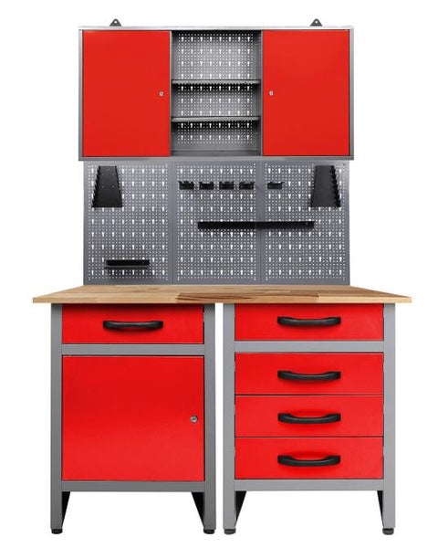 Ondis24 Werkstatt Set Entdecker 120 cm 1 Schrank rot, Werkstatteinrichtung, Werkbank