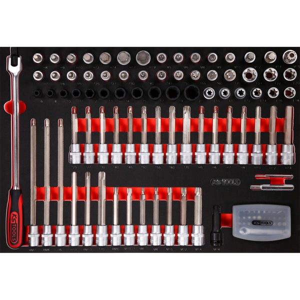 KS TOOLS 1/2 Bit-Stecknuss-Satz in Schaumstoffeinlage 111tlg. - 811.1111