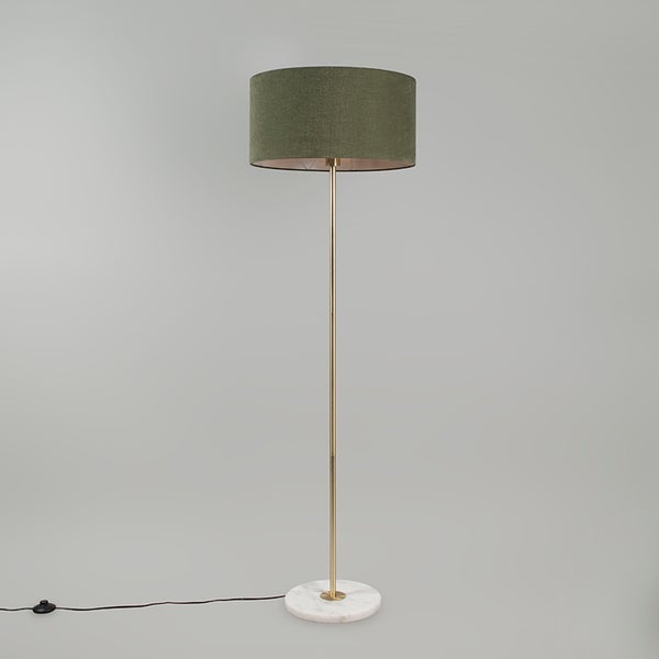 Stehleuchte mit Stoffschirm und Marmorfuß