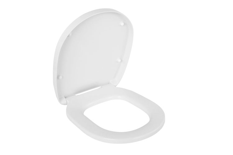 Calmwaters WC-Sitz für Ideal Standard Connect | Toilettensitz Absenkautomatik | Duroplast | Take-Off & Top-Fix | Überlappend | Edelstahlscharnier | Made in EU | Weiß | 26LP6261