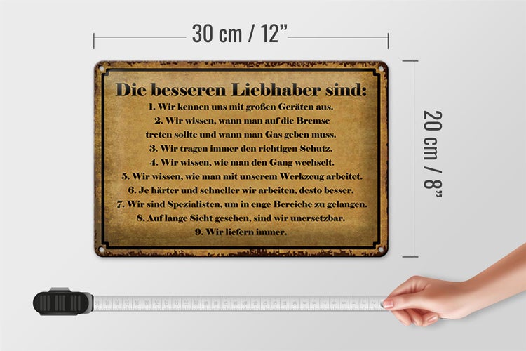 Blechschild Spruch 30x20cm die besseren Liebhaber sind