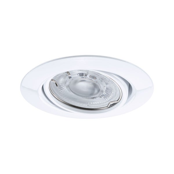 Schwenkbarer LED-Einbaustrahler in Weiß, rund.
