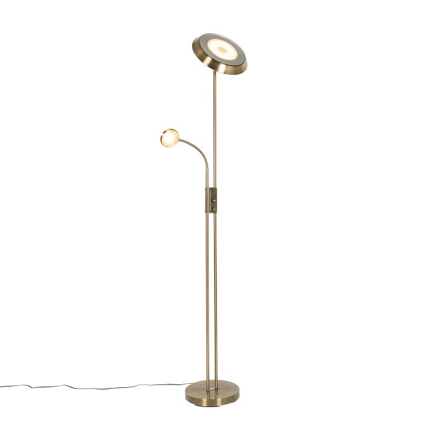 Bronze Stehleuchte inkl. LED und Dimmer mit Leselampe - Fez