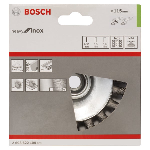 Bosch PRO Stainless Steel heavy Kegelbürste 115 x 0,35 mm Gewinde - 2608622109
