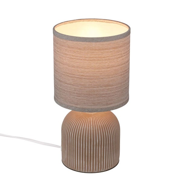 Tischlampe Tischleuchte Wohnzimmer Schlafzimmer Stoffschirm Keramikfuß