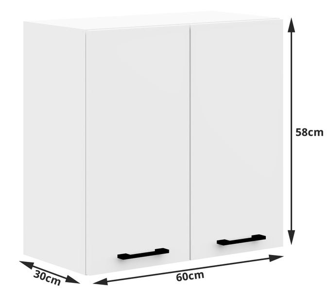Hängeschrank mit zwei Türen und Griffen, Abmessungen 60 x 58 x 30 cm