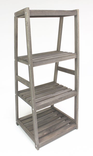 FRANK FLECHTWAREN | Holzregal Leiter, HOLZ, Breite 42 cm, Tiefe unten 39 cm, Tiefe oben 20 cm, Höhe 101 cm, einfache Selbstmontage