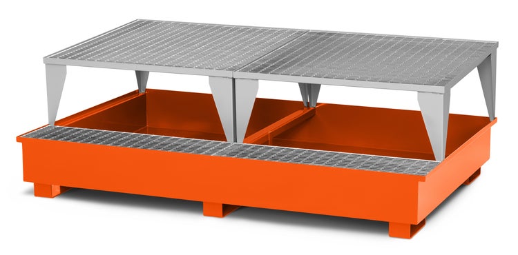 RR Industrietechnik Typ RTA-22 Auffangwannen für IBC aus Stahl mit Abfüllbereich RAL 2004 reinorange