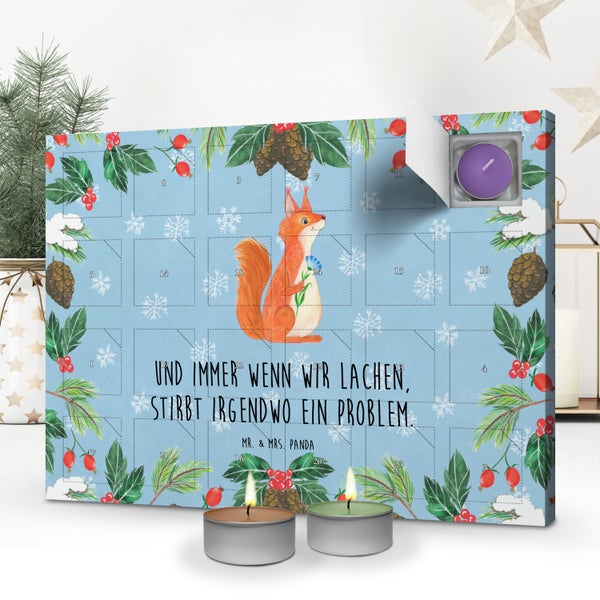 Mr. & Mrs. Panda Duftkerzen Adventskalender Eichhörnchen Blume - Blau Pastell