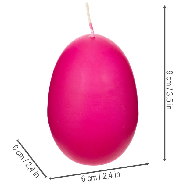 Eierkerze mit den Maßen 9 cm Höhe und 6 cm Breite