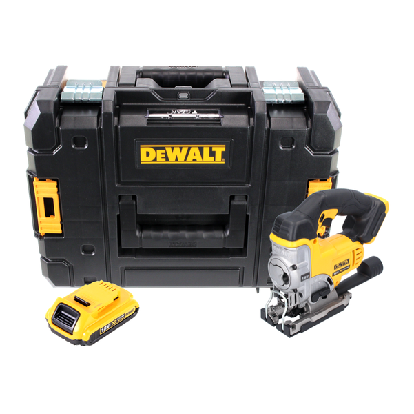 DeWALT 18 Volt Akku-Stichsäge mit Akku und TSTAK-Transportkoffer.