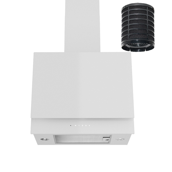 Weiße Dunstabzugshaube mit Aktivkohlefilter