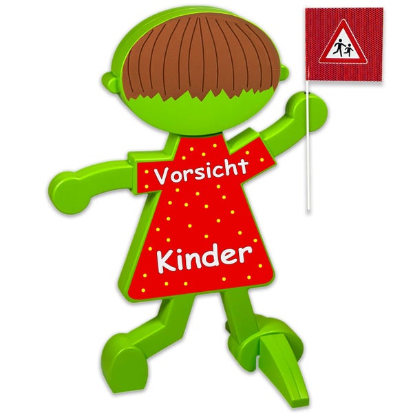 3D Warnschild Lisa Brems und Luca Brems Sicherheit Vorsicht spielende Kinder reflektierende Verkehrsfiguren / rot / Wunschtext | Wunschtext