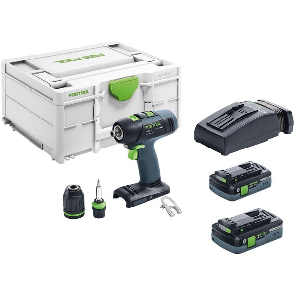 Festool Akku-Bohrschrauber mit Zubehör, zwei Akkus, Ladegerät und Systainer