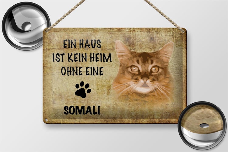 Blechschild Spruch 30x20cm Somali Katze ohne kein Heim