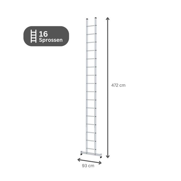 PROREGAL Sprossen-Anlegeleiter mit Traverse 16 Sprossen