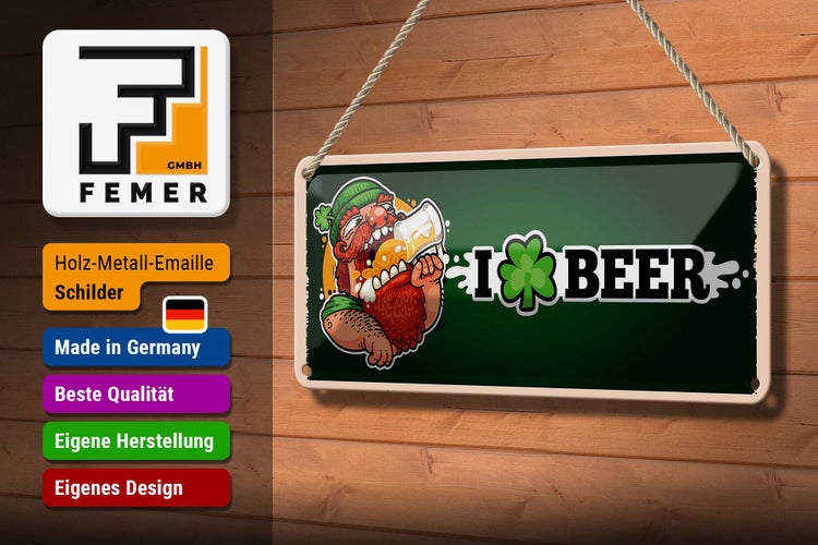 Blechschild Spruch i love Beer Bier 27x10cm
