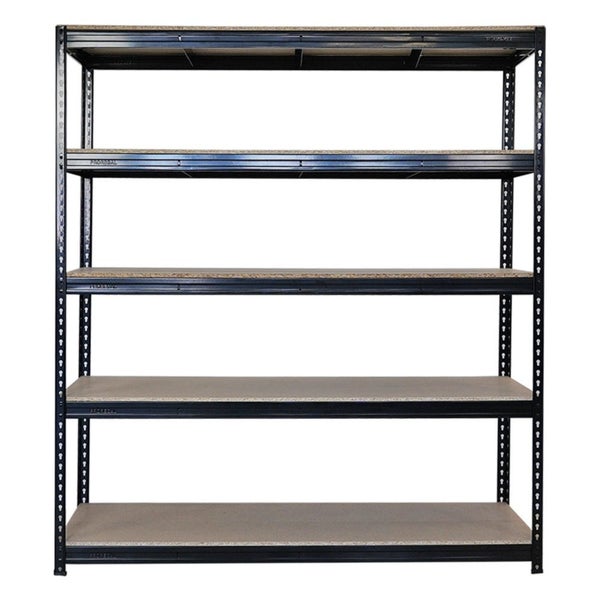 PROREGAL Profi Schwerlastregal Bison HxBxT 200 x 200 x 60 cm 5 Spanplatten-Ebenen 16mm Fachlast 600 kg Schwarz