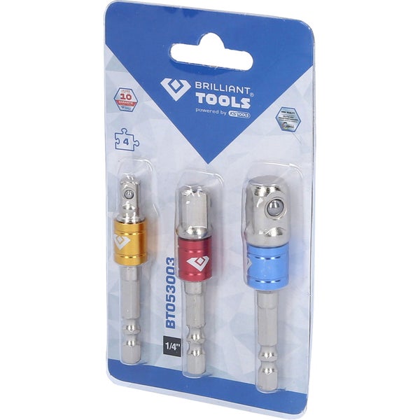BRILLIANT TOOLS 1/4 Vierkant-Adapter-Satz 1/4 + 3/8 + 1/2 3tlg. - BT053003