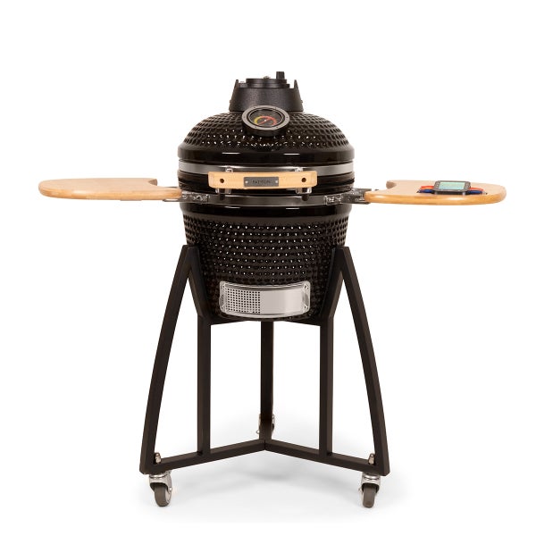 PATTON Keramikgrill Kamado Premium Compact mit Gestell und Ablage - Schwarz