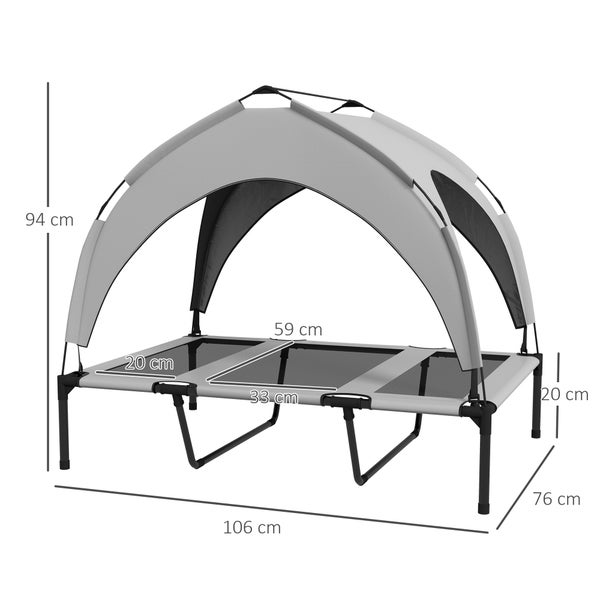 PawHut Erhöhtes Hundebett, 106L x 76B x 94H cm, Oxfordstoff, Netzstoff, Hellgrau