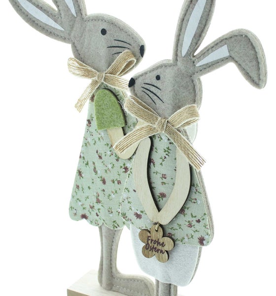 FRANK FLECHTWAREN | Hase Pretty, 2er Set, FILZ AUS PET, MDF, JUTE, 10,5 x 4 x 31 cm