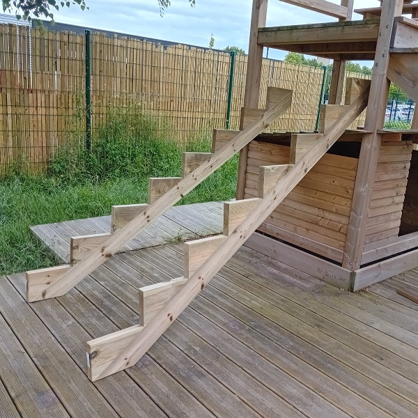 2er Set Treppenwange 8 Stufen aus KDI Holz für Gartentreppe, Außentreppe, Terrassentreppe n-Höhe 136cm