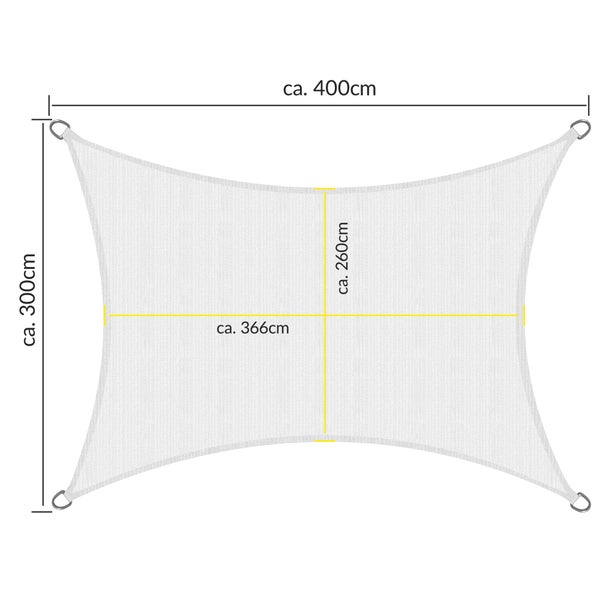 SolVision HS9 Sonnensegel 300x400cm rechteckig Weiß HDPE